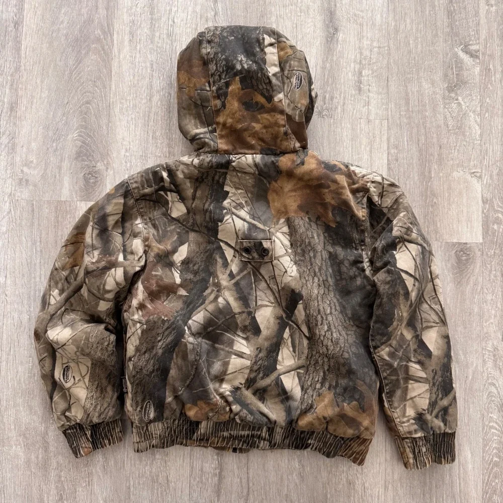 Outfitters Ridge Kids Realtree Hardwoods Camo Hooded Jacket Size Medium M 8